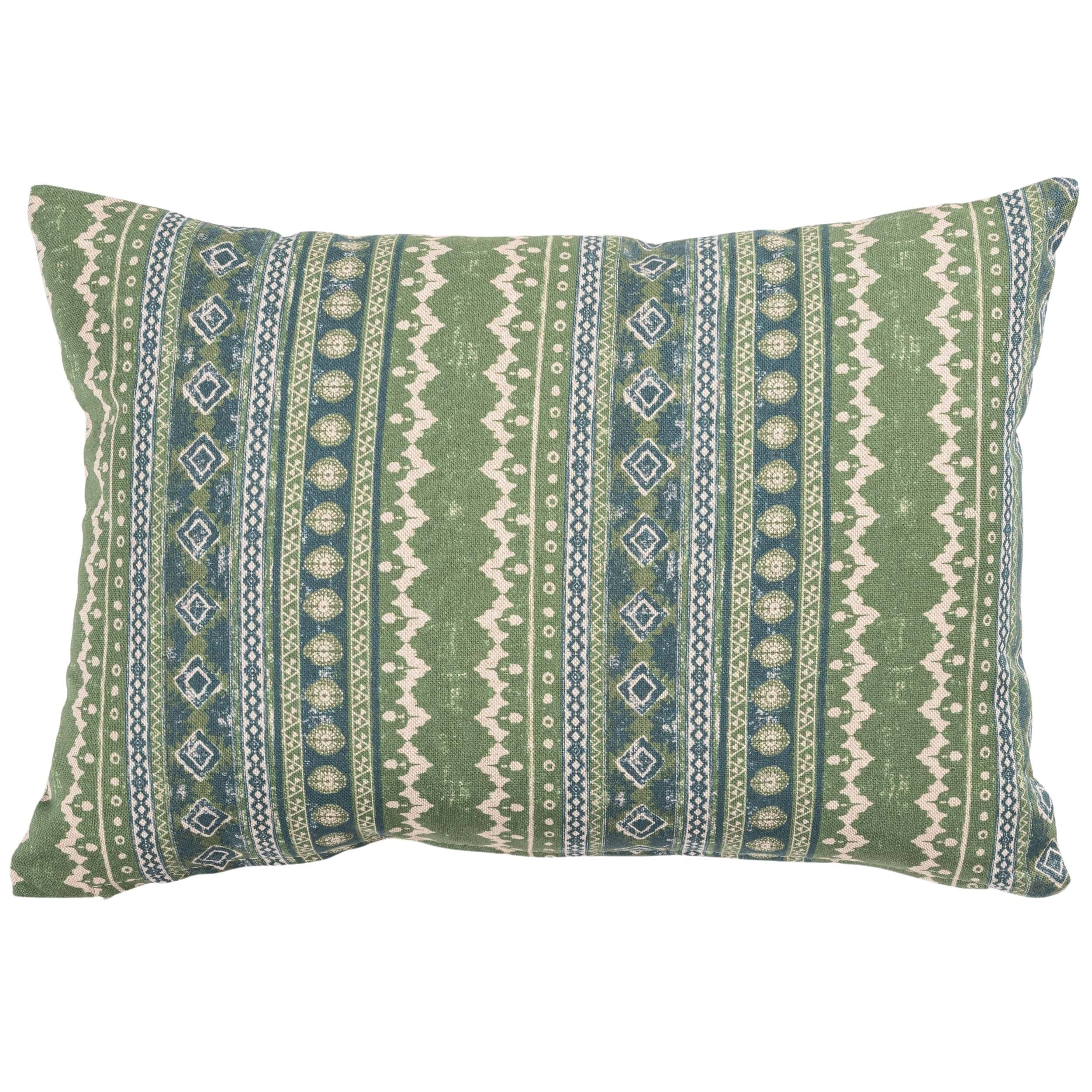 Aztec Trail Boudoir Cushion in Indigo Blue and Green