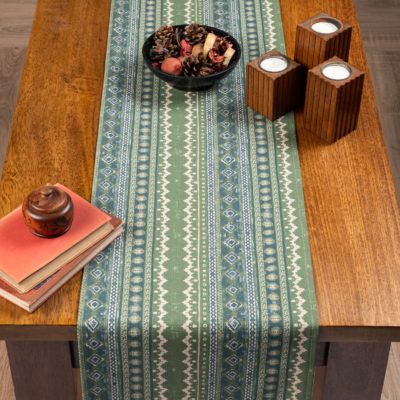 Aztec Trail Table Runner in Blue and Green