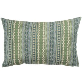 Aztec Trail XL Rectangular Cushion in Indigo Blue and Green