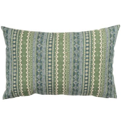 Aztec Trail XL Rectangular Cushion in Indigo Blue and Green