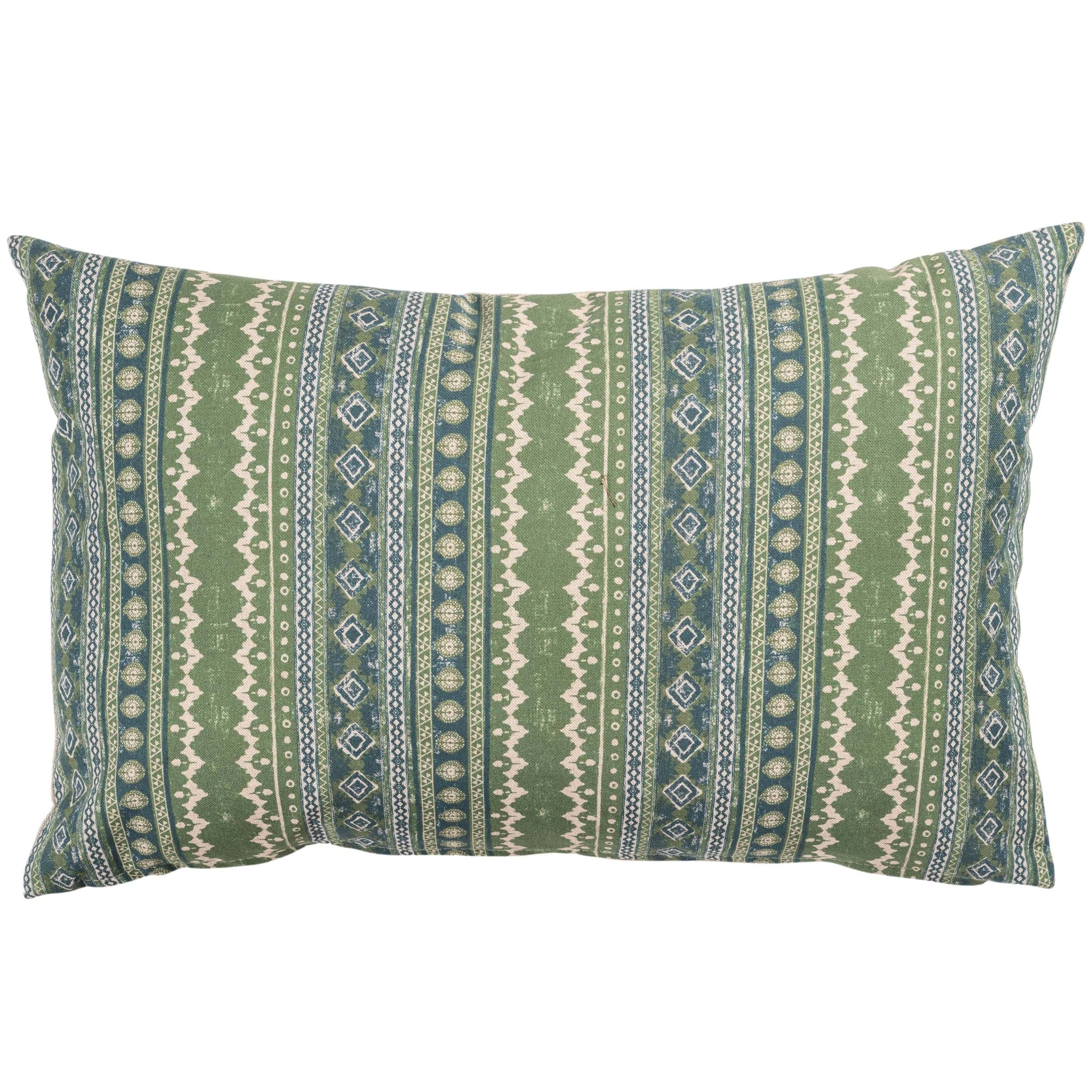 Aztec Trail XL Rectangular Cushion in Indigo Blue and Green