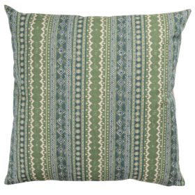 Aztec Trail Extra-Large Cushion in Indigo Blue and Green