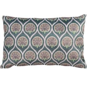 Damask Fan Velvet XL Rectangular Cushion in Jade Green