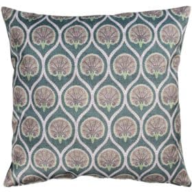 Damask Fan Velvet Extra-Large Cushion in Jade Green
