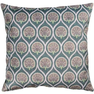 Damask Fan Velvet Extra-Large Cushion in Jade Green
