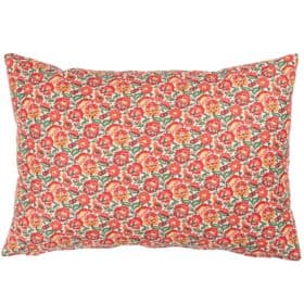 Heritage Garden Floral Print Boudoir Cushion in Poppy and Primrose