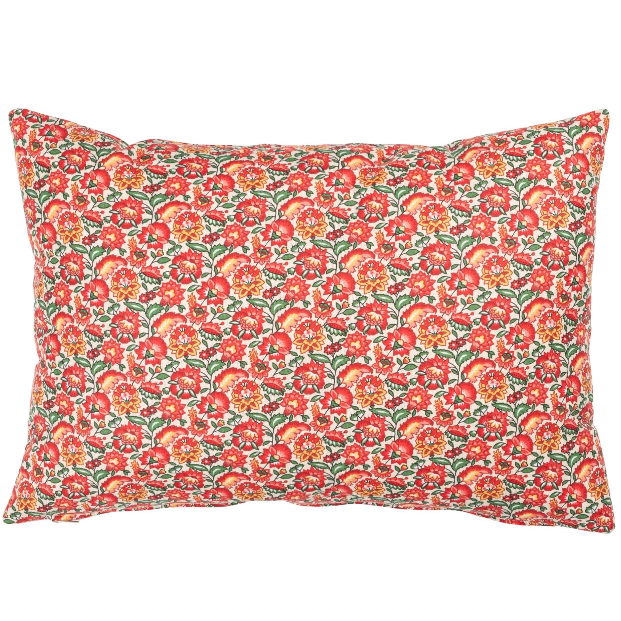 Heritage Garden Floral Print Boudoir Cushion in Poppy and Primrose