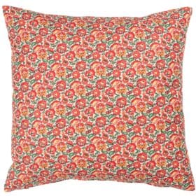 Heritage Garden Floral Print Cushion in Poppy and Primrose