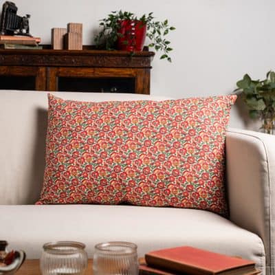 Heritage Garden Floral Print XL Rectangular Cushion in Poppy and Primrose