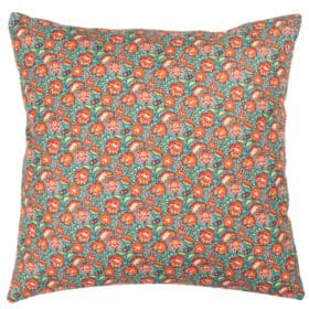 Heritage Garden Floral Print Cushion in Teal and Orange