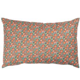 Heritage Garden Floral Print XL Rectangular Cushion in Teal and Orange