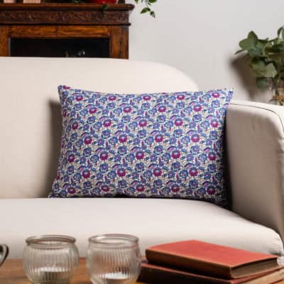Heritage Garden Floral Print Boudoir Cushion in Bluebell