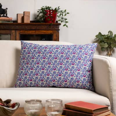 Heritage Garden Floral Print XL Rectangular Cushion in Bluebell