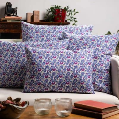 Heritage Garden Floral Print XL Rectangular Cushion in Bluebell