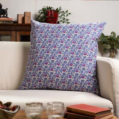 Heritage Garden Floral Print Extra-Large Cushion in Bluebell
