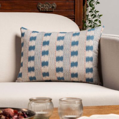 Capri Stripe Boudoir Cushion in Denim Blue