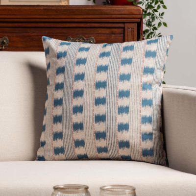Capri Stripe Cushion in Denim Blue