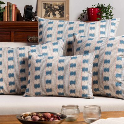 Capri Stripe Cushion in Denim Blue