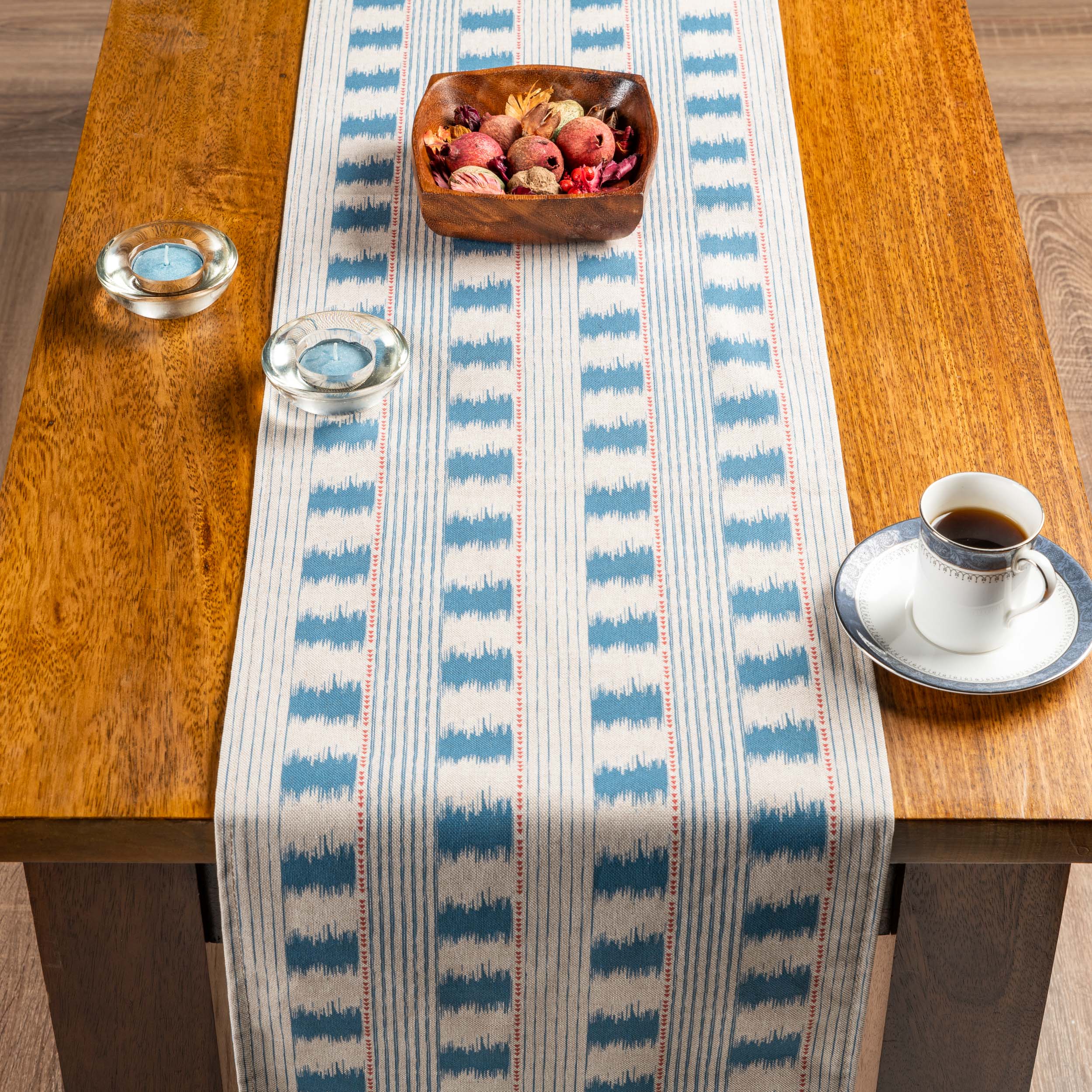 Capri Stripe Table Runner in Denim Blue
