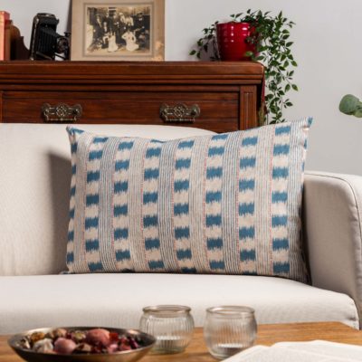 Capri Stripe XL Rectangular Cushion in Denim Blue