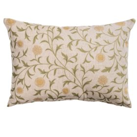 Hawthorne Trail Floral Boudoir Cushion in Olive and Ochre
