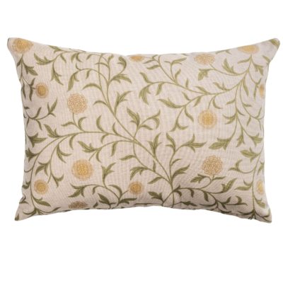 Hawthorne Trail Floral Boudoir Cushion in Olive and Ochre