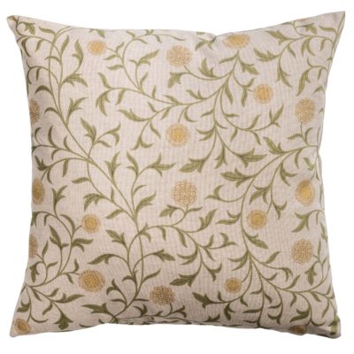 Hawthorne Trail Floral Cushion in Olive and Ochre