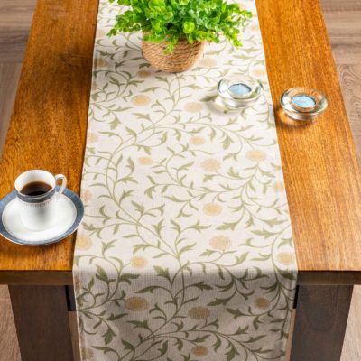 Hawthorne Trail Floral Table Runner in Olive and Ochre