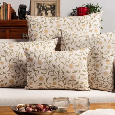 Hawthorne Trail Floral XL Rectangular Cushion in Olive and Ochre