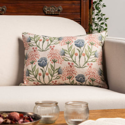 Hedgerow Bouquet Printed Linen-look Boudoir Cushion