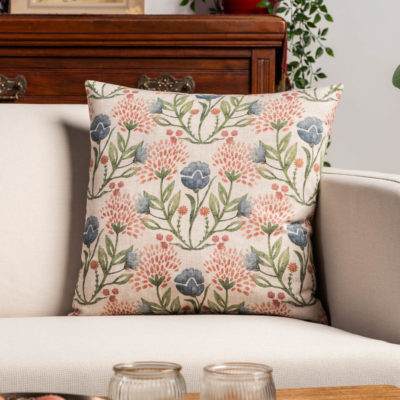 Hedgerow Bouquet Printed Linen-look Cushion
