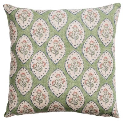 Larkspur Lattice Linen Look Cushion in Sage Green
