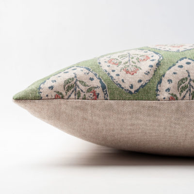 Larkspur Lattice Linen Look Cushion in Sage Green