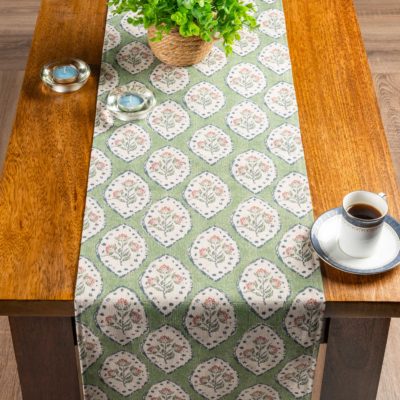 Larkspur Lattice Linen Look Cushion in Sage Green