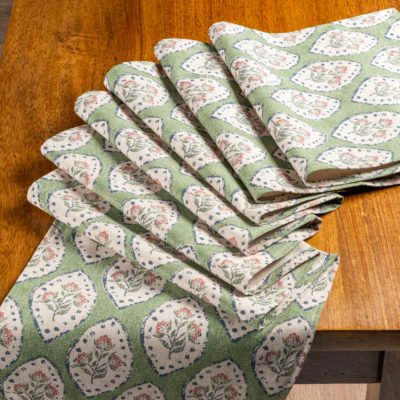 Larkspur Lattice Linen Look Cushion in Sage Green