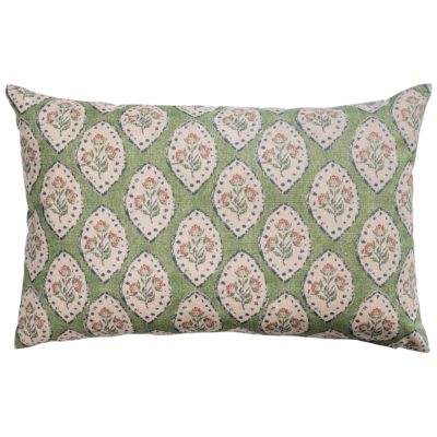 Larkspur Lattice Linen Look XL Rectangular Cushion in Sage Green