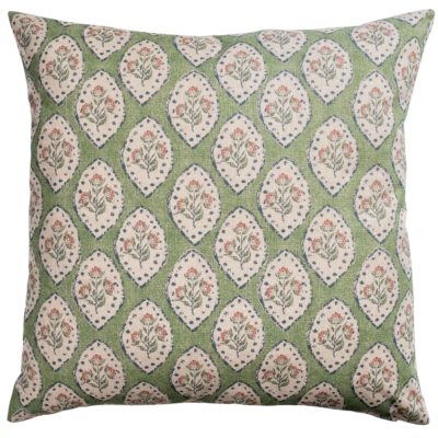 Larkspur Lattice Linen Look Extra-Large Cushion in Sage Green