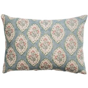 Larkspur Lattice Linen Look Boudoir Cushion in Sky Blue