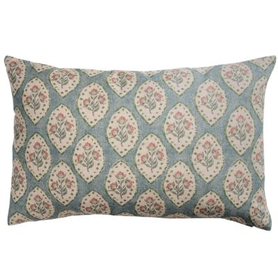 Larkspur Lattice Linen Look XL Rectangular Cushion in Sky Blue