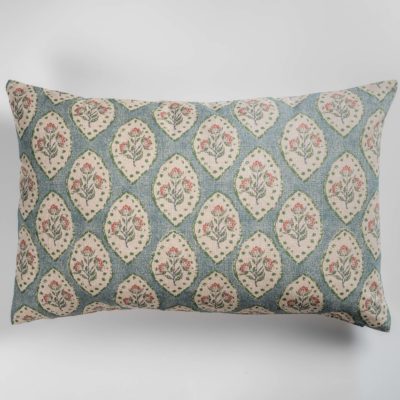 Larkspur Lattice Linen Look XL Rectangular Cushion in Sky Blue