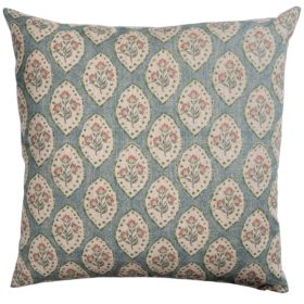 Larkspur Lattice Linen Look Extra-Large Cushion in Sky Blue