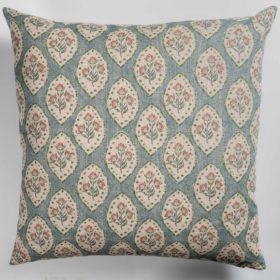 Larkspur Lattice Linen Look Extra-Large Cushion in Sky Blue