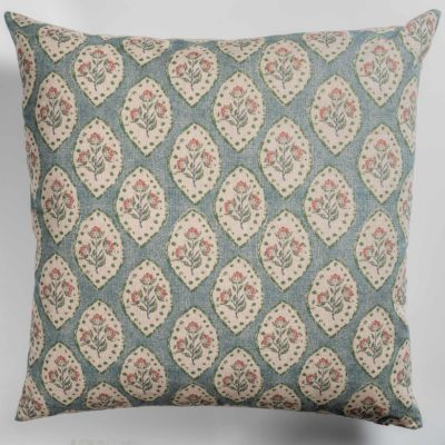 Larkspur Lattice Linen Look Extra-Large Cushion in Sky Blue