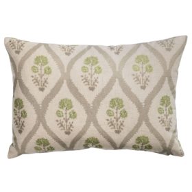 Willowbrook Sprig Brushed Linen Blend Boudoir Cushion in Soft Sage