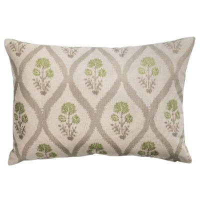 Willowbrook Sprig Brushed Linen Blend Boudoir Cushion in Soft Sage