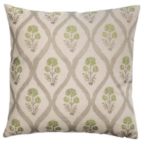 Willowbrook Sprig Brushed Linen Blend Cushion in Soft Sage