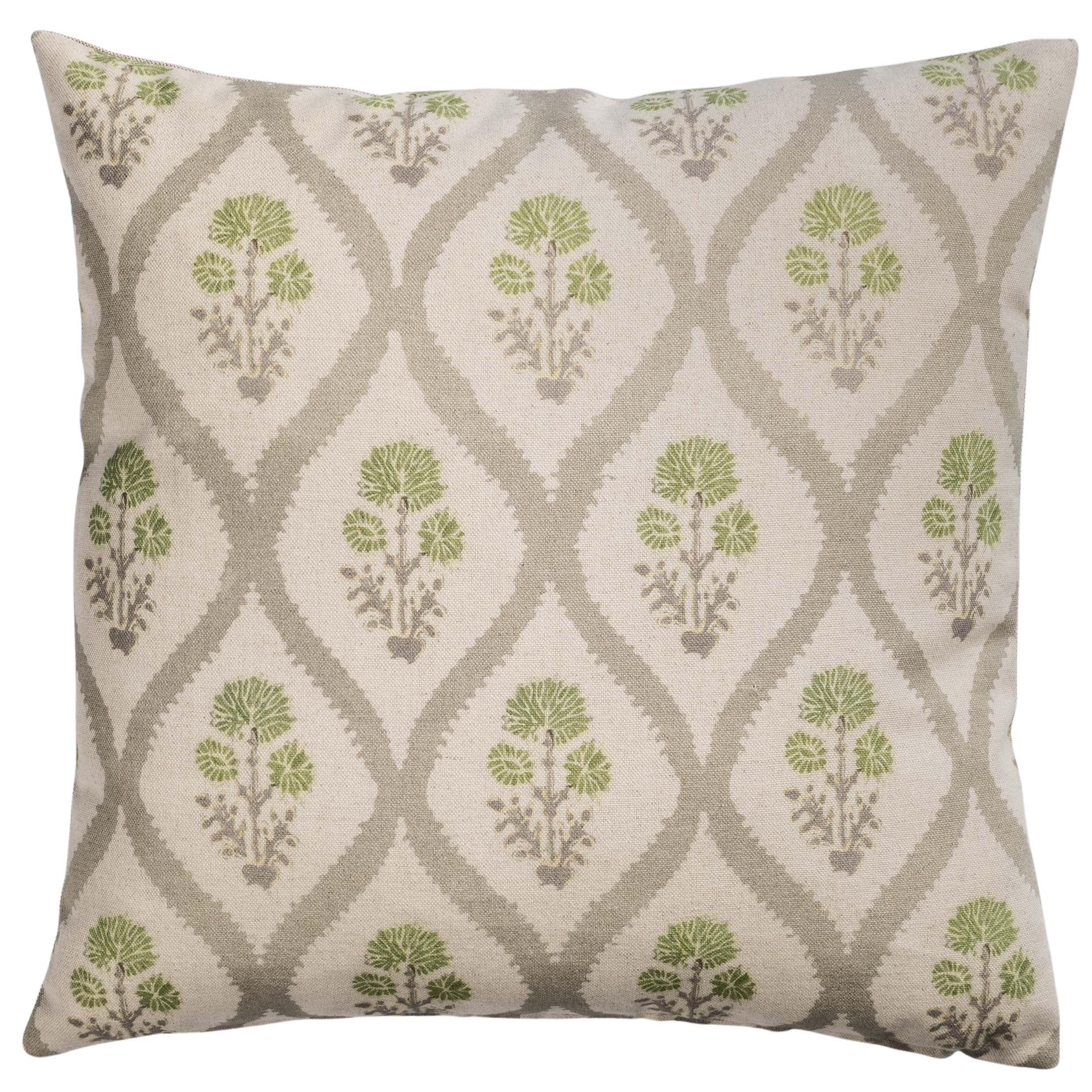 Willowbrook Sprig Brushed Linen Blend Cushion in Soft Sage