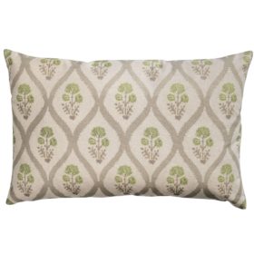 Willowbrook Sprig Brushed Linen Blend XL Rectangular Cushion in Soft Sage