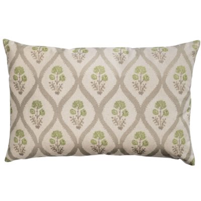 Willowbrook Sprig Brushed Linen Blend XL Rectangular Cushion in Soft Sage