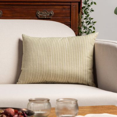 Willowbrook Pinstripe Brushed Linen Blend Boudoir Cushion in Soft Sage